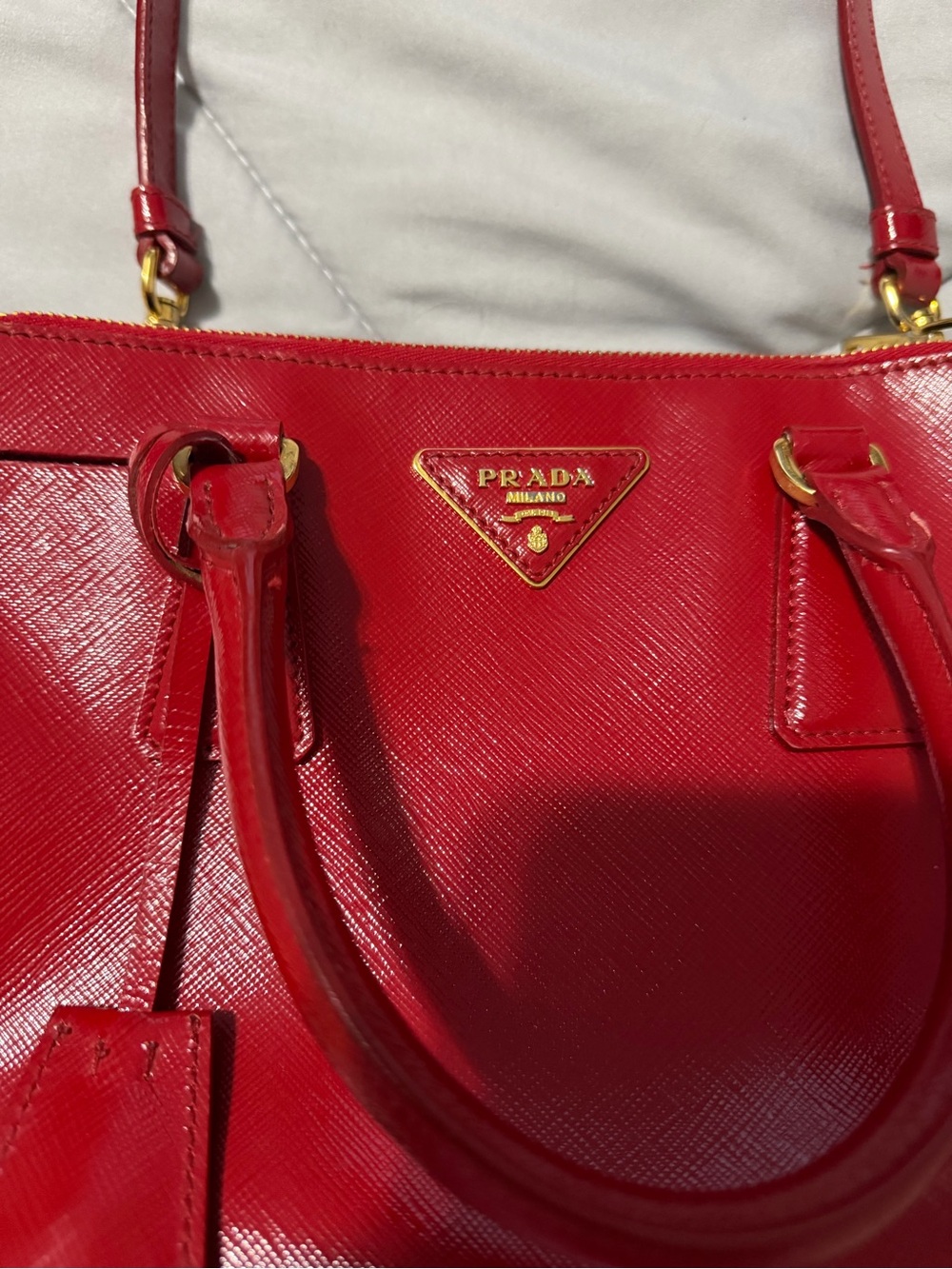 Prada Red Saffiano Patent Leather Top Handle/Shoulder/Crossbody - Picture 3 of 12